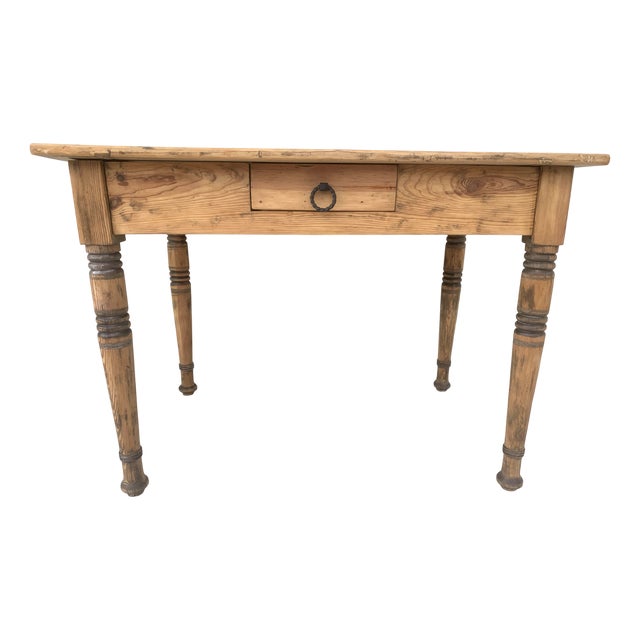 Wabi-Sabi Country Rustic Table with Drawer, 1900s For Sale