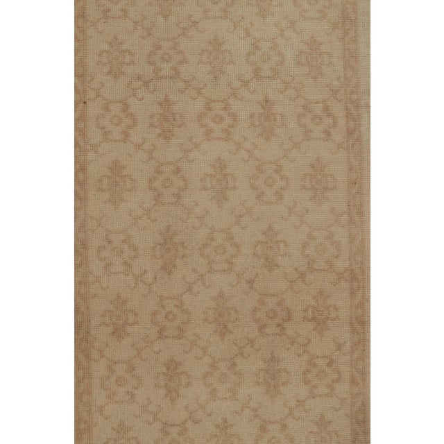 Traditional Vintage Distressed Runner Rug, Beige-Brown Floral Geometric Pattern- Rug & Kilim For Sale - Image 3 of 8