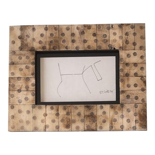 Original Vintage 1970’s Robert Cooke Miniature Abstract Ink Drawing Ornate Frame For Sale