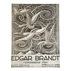 1931 RARE-French Art Deco Edgar Brandt Ironwork Design Print, Matted