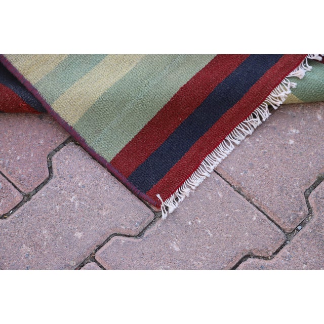 Mint 1970s Turkish Boho Style Striped Colorful Kilim Runner Rug For Sale - Image 8 of 10