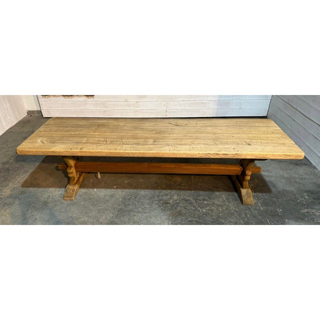 Large French Bleached Oak Farmhouse Dining Table, 1925 For Sale - Image 10 of 18