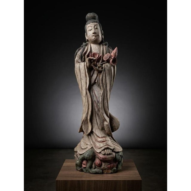 Large Hand Carved Kwan Yin Statue For Sale - Image 4 of 4