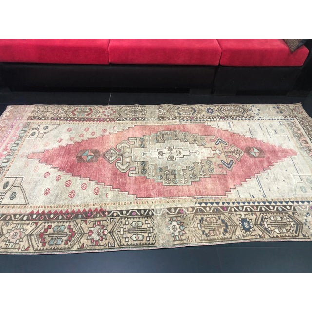 Textile Vintage Distressed Turkish Anatolian Red and Gray Area Rug For Sale - Image 7 of 11