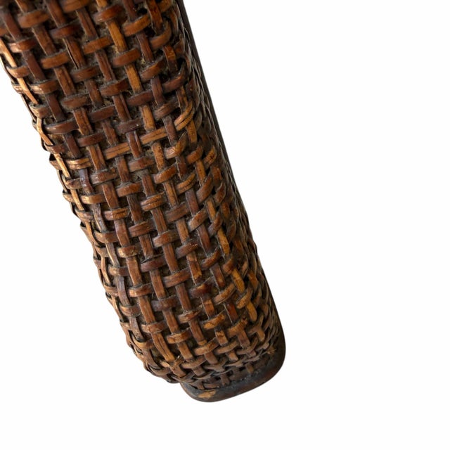 Serpentine Front Woven Rattan and Grasscloth Console, Sofa Table or Desk For Sale - Image 6 of 10