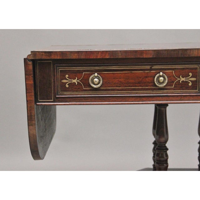 Regency Rosewood and Brass Inlaid Sofa Table, 1820s For Sale - Image 12 of 15