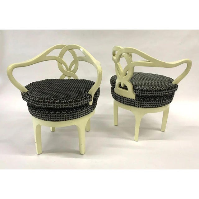 Wood 1950s Attributed Grosfeld House Swivel Slipper Chairs - A Pair For Sale - Image 7 of 8