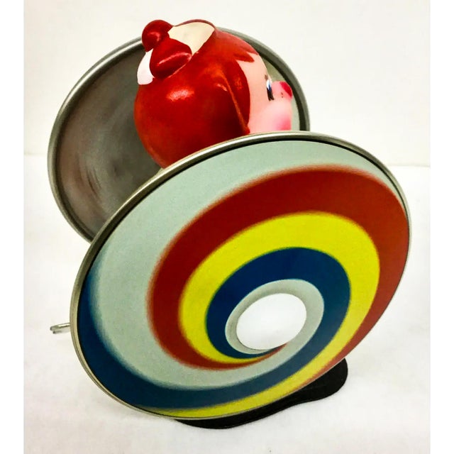 American Vintage Wind-Up Toy Bear Whirling Wheel New in Box For Sale - Image 3 of 9