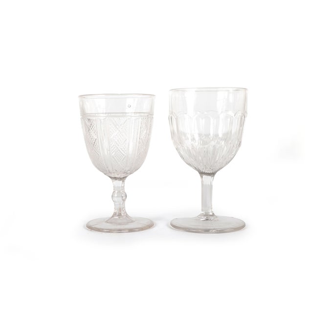 Set of 14 Mismatched Pressed Glass Goblets For Sale - Image 10 of 12