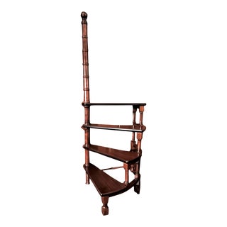 Mid 20th Century Vintage Mahogany Italian Spiral Library Steps For Sale