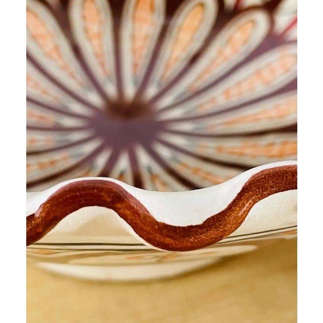1990s Vintage Handmade Moroccan Ceramic Large Bowl in White and Brown, a Pair For Sale - Image 5 of 6