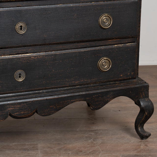 18th Century Large Danish Black-Painted Oak Chest of Drawers For Sale - Image 14 of 15