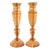 Pair of Vintage Turned Wood Bird's Eye Maple Candlesticks For Sale