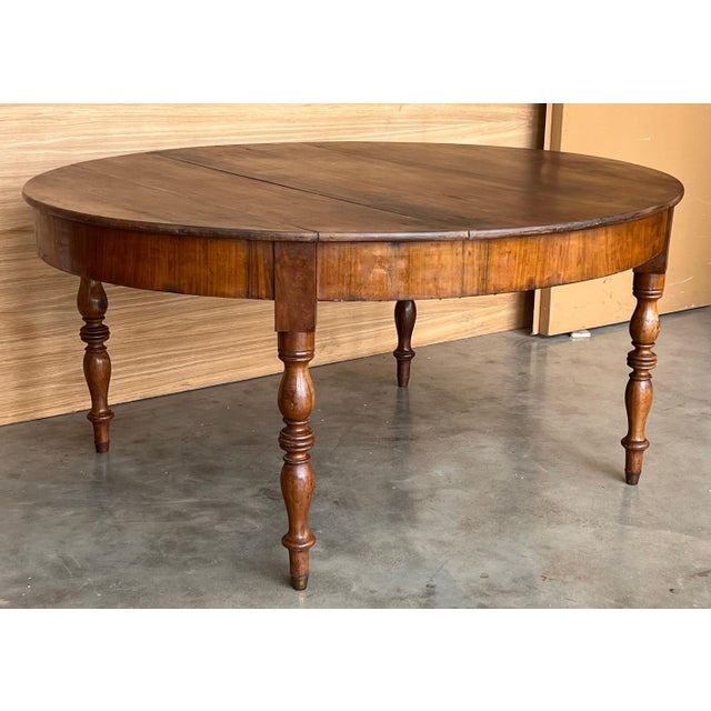 Late 19th Century French Solid Walnut Oval Center Table with Four Turned Legs For Sale - Image 9 of 18
