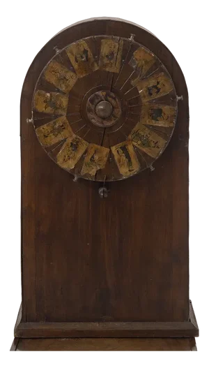 Wooden Roulette Game Wheel with Applied Figures, 1840s