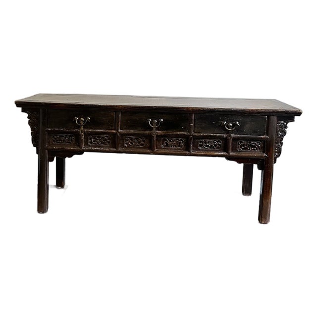 Solid Wood Vintage Console Table For Sale