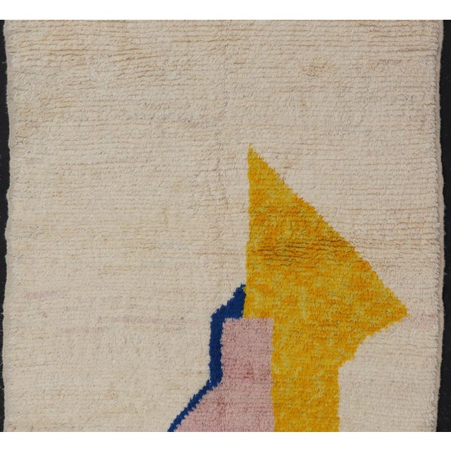 Modern Moroccan Rug With Bold Geometric Design and Vibrant Colors 5'0 X 8'2 For Sale - Image 9 of 11