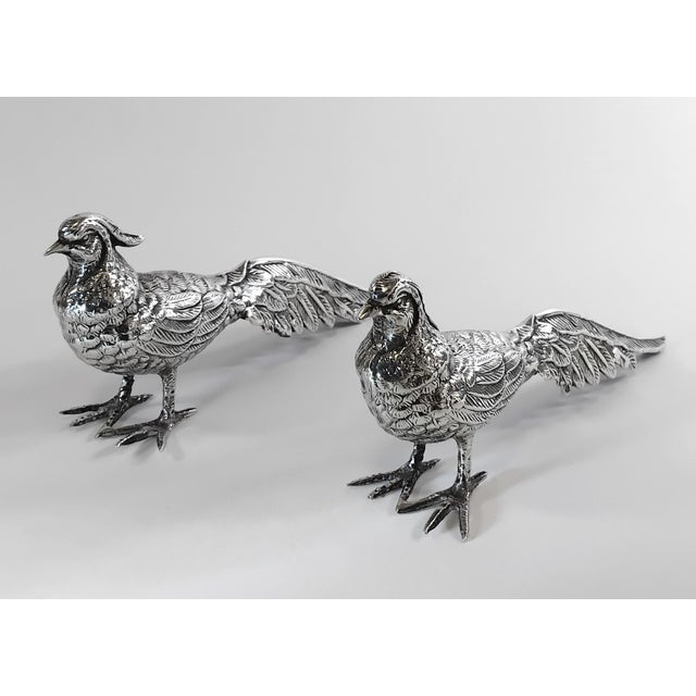 1970s Sterling Silver Couple of Pheasants Figurines For Sale - Image 5 of 6