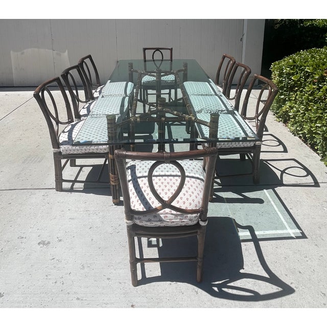 McGuire Bamboo Dining Table, Seats 8-10, Base Only For Sale - Image 13 of 16