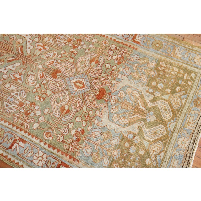 Wide Antique Zabihi Collection Persian Green Persian Runner - 4' x 11'2" For Sale In New York - Image 6 of 12