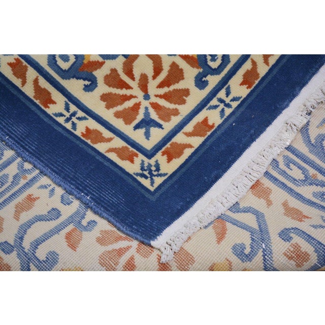 1960s Vintage Chinese Art Deco Hand Knotted Wool Rug, 8'9x11'4 For Sale - Image 5 of 6
