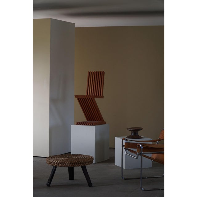 1980s Scandinavian Sculptural Zig Zag Chair in Pine, 1980s For Sale - Image 5 of 18