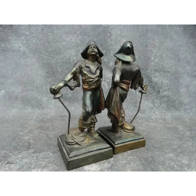Early 20th Century Paul Herzel Polychrome Buccaneer Brass Bookends- a Pair For Sale In Los Angeles - Image 6 of 7