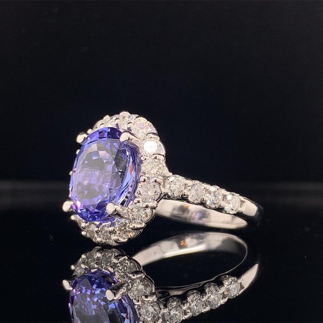 Tanzanite Diamond Ring 14k White Gold 5.30 TCW Certified For Sale - Image 15 of 18