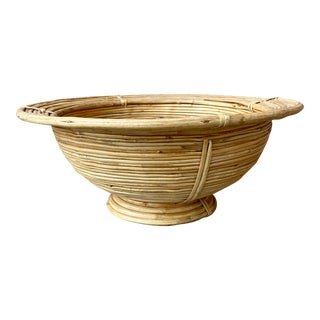 Vintage Pencil Reed Pedestal Bowl - 14” For Sale