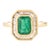 Octagon Cut Emerald & Baguette Halo Set Diamond Statement Ring Size 6.5 For Sale