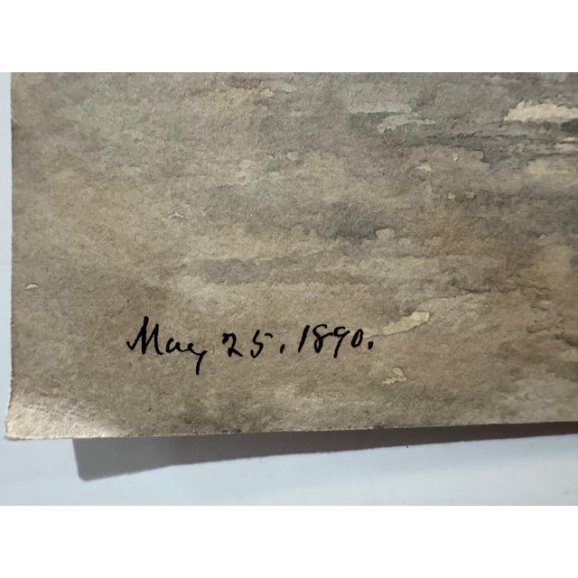 Late 19th Century Attributed to Frank Henry Mason Dated 1890 Rural Farm Landscape Watercolor For Sale - Image 5 of 7