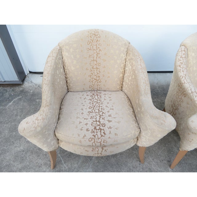 Mid-Century Modern Rare Vintage Milo Baughman for Thayer Coggin Scroll Arm Barrel Back Chair Pair ~ Hollywood Regency For Sale - Image 3 of 18