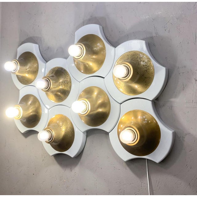 Gold Wood and Brass Wall Sconce, Italy, 1960s For Sale - Image 8 of 10