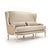 Leon Wingback Settee Ivory Hemp Linen/Burlap Bench with White Painted Frame For Sale - Image 4 of 4