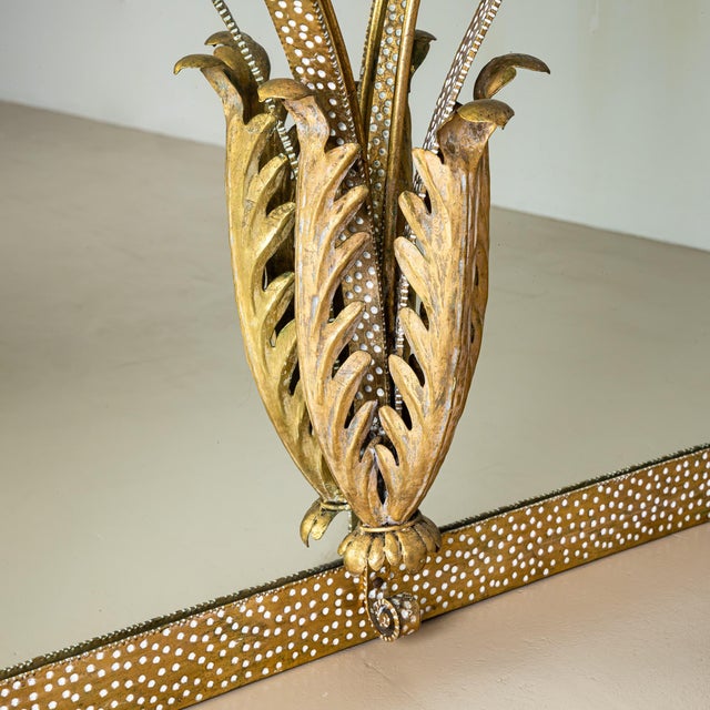 Art Deco 1940s Large Wall Mirror with Console and Etched Decor, Italy For Sale - Image 3 of 10