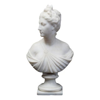 Antique 19th Century Neo-Classical Sculpture in White Statuary Marble Depicting Diana the Huntress, France For Sale