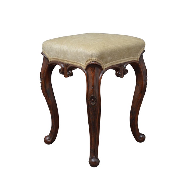 Brown English Victorian Dressing Table Stool in Goncalo Alves Wood, 1860 For Sale - Image 8 of 8