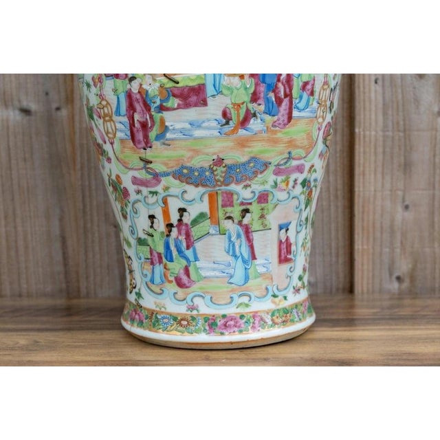 Large Antique Chinese Qing Dynasty Famille Rose Porcelain Vase, 1800s For Sale - Image 11 of 18