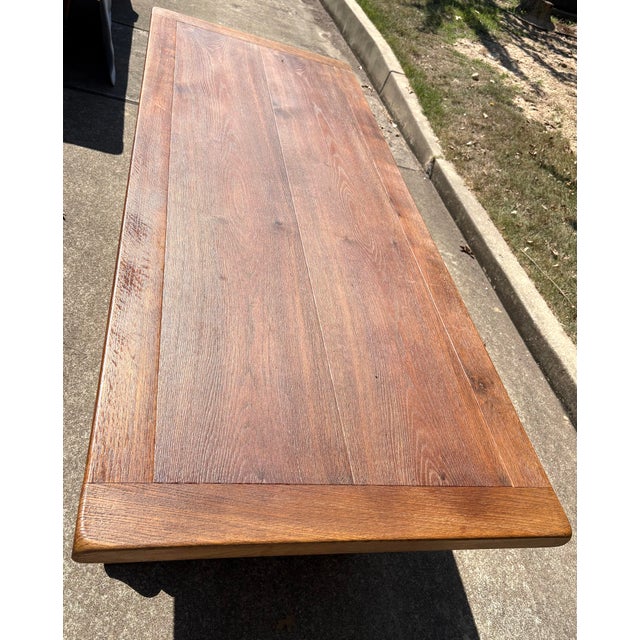 Wood French Country Trestle Farm Dining Table For Sale - Image 7 of 10