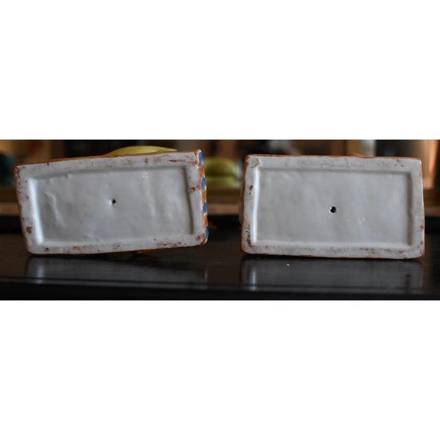 Original Pair of Antique Staffordshire Recumbent Lion Figurines on Striped Rectangular Plinths- Set of 2 For Sale - Image 9 of 9