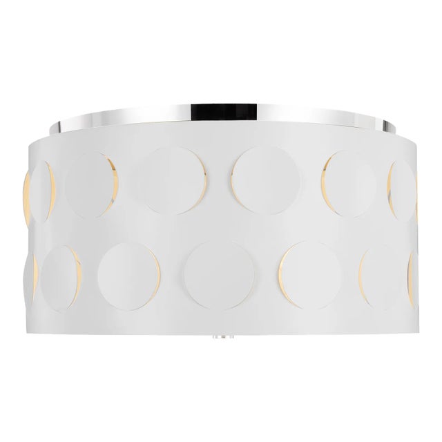 Kate Spade by Visual Comfort Studio Dottie Medium Flush Mount, Polished Nickel For Sale