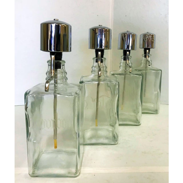 Mid Century Modern Etched Glass Decanters With Pumps Set of 4 Chairish