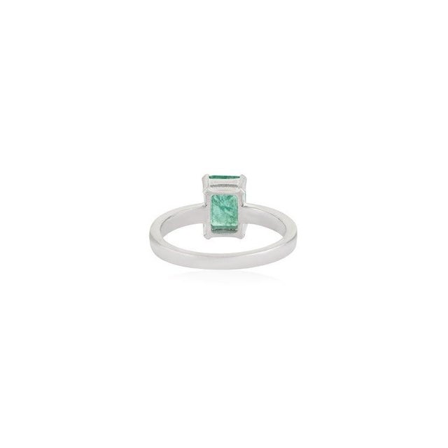 Metal 925 Sterling Silver 1.4ct Natural Emerald Solitaire Ring - Size 7.5 For Sale - Image 7 of 12