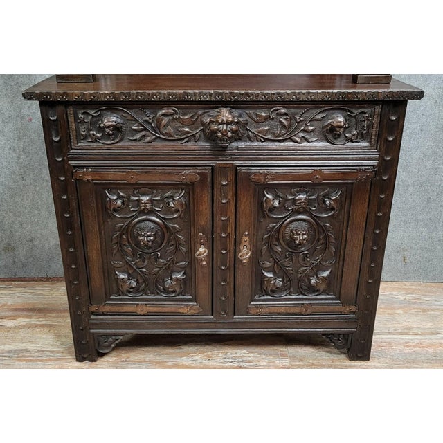 Wood Neo-Gothic Renaissance Style Cabinet in Wood, 19th Century For Sale - Image 7 of 8