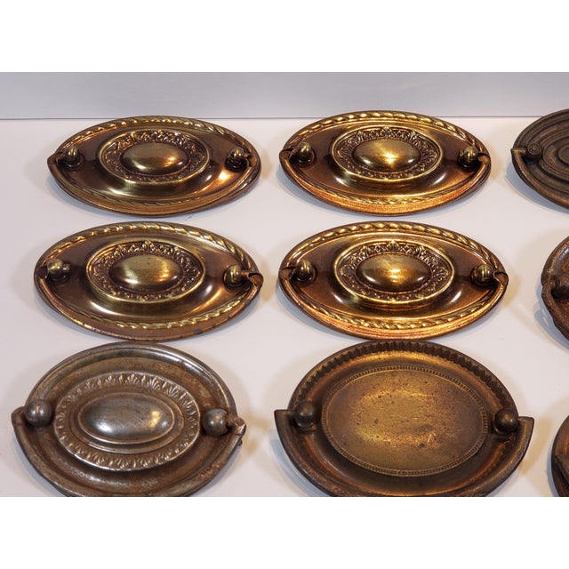 Brass Antique Decorative Brass Metal Furniture Handles and Knobs (42 Pieces) For Sale - Image 8 of 9