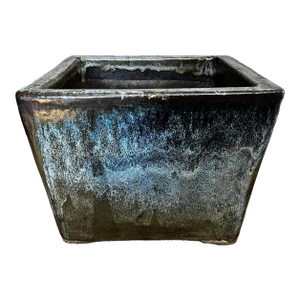 Vintage Blue Flame Glaze Square Cachepot
