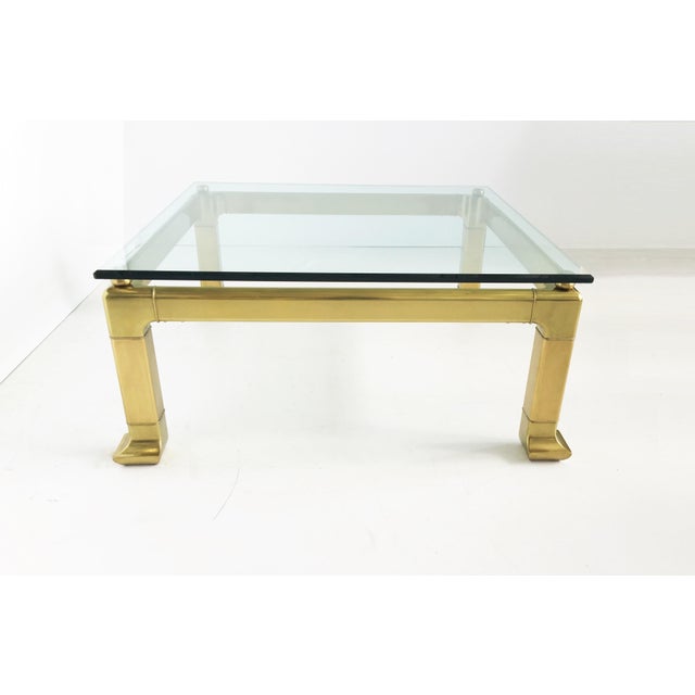 Modern Brass Coffee Table by Mastercraft With Glass Top For Sale In Dallas - Image 6 of 9