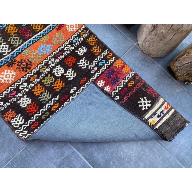 Vintage Flower Pattern Kurdish Kilim Rug For Sale - Image 6 of 10