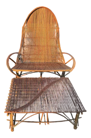 Rustic Modern Adirondack Twig Chair and Ottoman Set