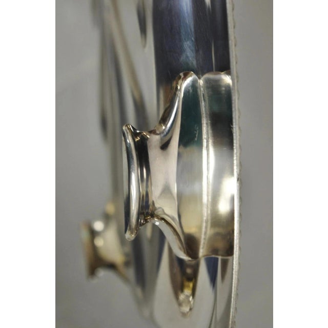 Silver Vintage Wm Rogers Regency Style Silver Plated 18" Oval Footed Meat Tray Platter For Sale - Image 8 of 10